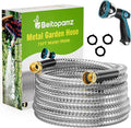 Garden Hose 75 ft Stainless Steel Metal Water Hose with Nozzle Flexible and Durable Rust Proof No-Kink Heavy Duty Leakproof 3/4'' Brass Fittings Lightweight Hose for Patio Lawn
