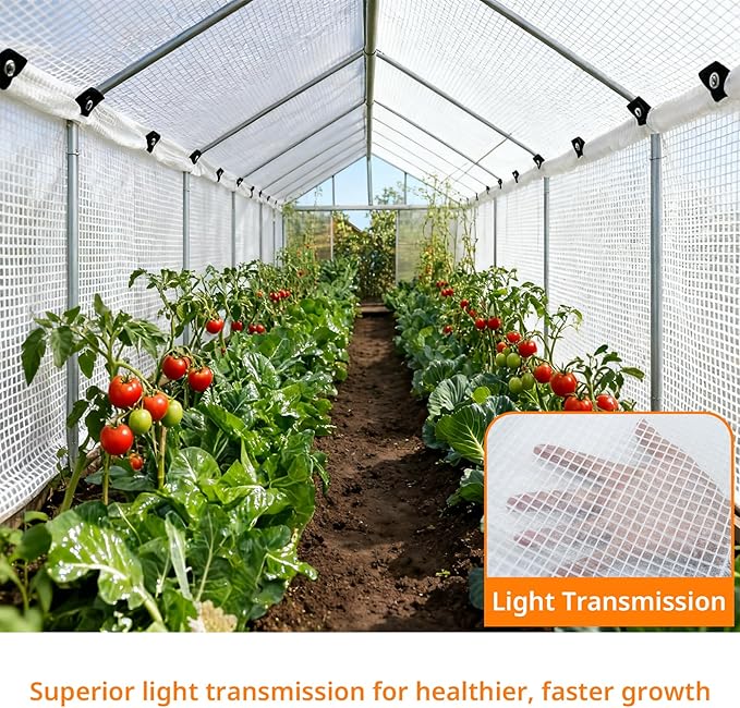16Mil Clear Greenhouse Tarp Heavy Duty Clear Tarp with Grommets 8x16FT Reinforced Poly Transparent Greenhouse Plastic Cover Waterproof UV Resistant for Gardening Farming Canopy Chicken Coop