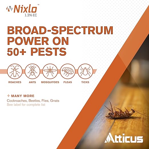 Atticus Nixlo 1.3 EC Insecticide (16 oz) - Indoor and Outdoor Insect Control - Fleas Ticks Mosquitoes Ants Cockroaches - 1.3% Pyriproxyfen
