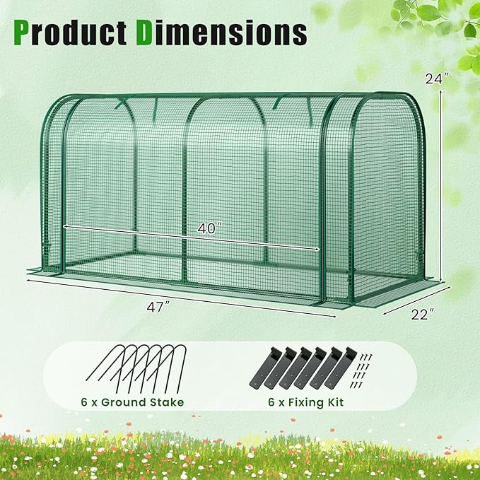 Giantex Raised Garden Bed with Cover Wood Elevated Planter Box with Legs &amp Mini Greenhouse Waterproof Sun-Protective PE Green House Cover Outdoor Use for Fruit Vegetable Flower Herb (Green+Gray