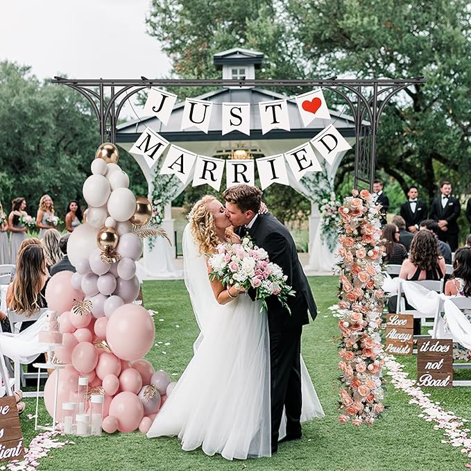 Garden Arch Trellis 7FT Wedding Arch Backdrop StandMetal Garden Arbor Trellis for Plant Climbing Outdoor Plant Arch with Anchored Pile Flower Arch Stand Balloon DecorArchway Pergola