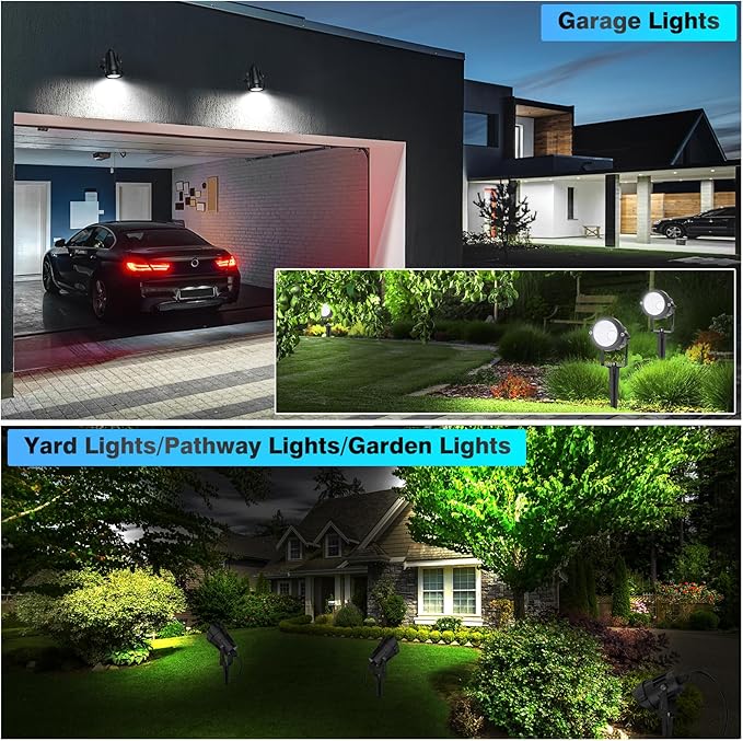 High Brightness 1000LM Outdoor Spot Lights for Yard 3500K Warm White Spot Lights Outdoor with 4.9FT Electric Cord 10W LED IP66 Waterproof Landscape Spotlights for Garden Tree Flag - 4 Pack