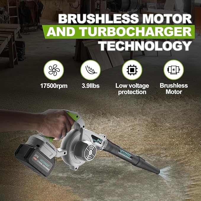 Leaf Blower21V Leaf Blower Cordless with Battery and Charger 106 CFM/240 MPH 2-in-1 Electric Leaf Blowers &amp Vacuum with 3 Speed ModeBlowers for Lawn Care (Grey-4.0Ah-1* Battery)