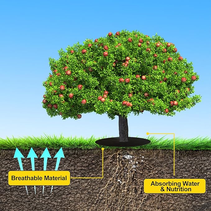 4PCS 32.2 Non Woven Tree Mulch Ring Weed Barrier Landscape Fabric Reusable Tree Mulch Ring Non Woven Landscape Fabric for Gardening Landscaping Weed Control Root Protection