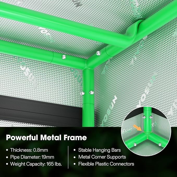 VIVOSUN R846 4x8 Grow Tent 96x48x72 Roof Cube Tent with Observation Window and Floor Tray for Hydroponics Indoor Plant for VS4000/VSF4300