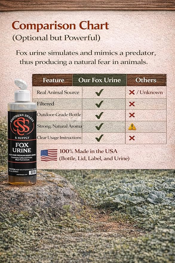 Fox Urine Southern Snares Pure 16 oz Red Fox Urine Predator Urine Animal Repellent Fox Pee Trapping Lure