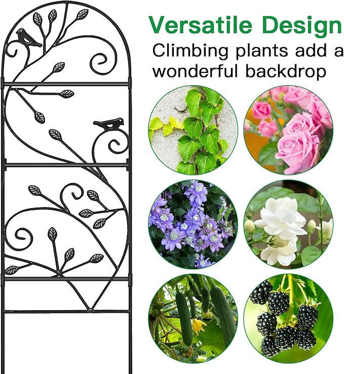 Amagabeli 4 Pack Garden Trellis for Climbing Plants Outdoor 46 x 15 Rose Wrought Iron Trellis for Vine Vegetable Flower Ivy Cucumber Decorative Trellis Black