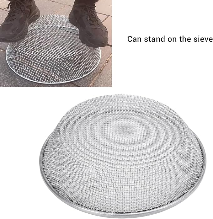 Gardening Sand Soil Compost Sifter Stainless Steel Soil Sifter 50kg Load Capacity Compost Soil Strainer with Anti Slip Gloves 30cm Top Diameter (6mm / 0.24in Hole)