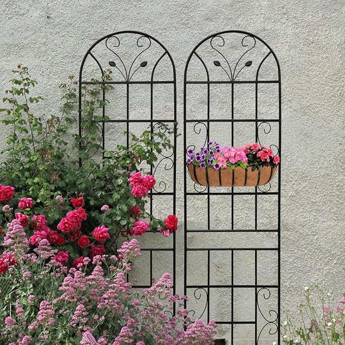 2 Pack Metal Garden Trellis 86.7 X 19.7 Rust-Resistant Trellis for Climbing Plants Outdoor Flower Support Black Black Outdoor Ready