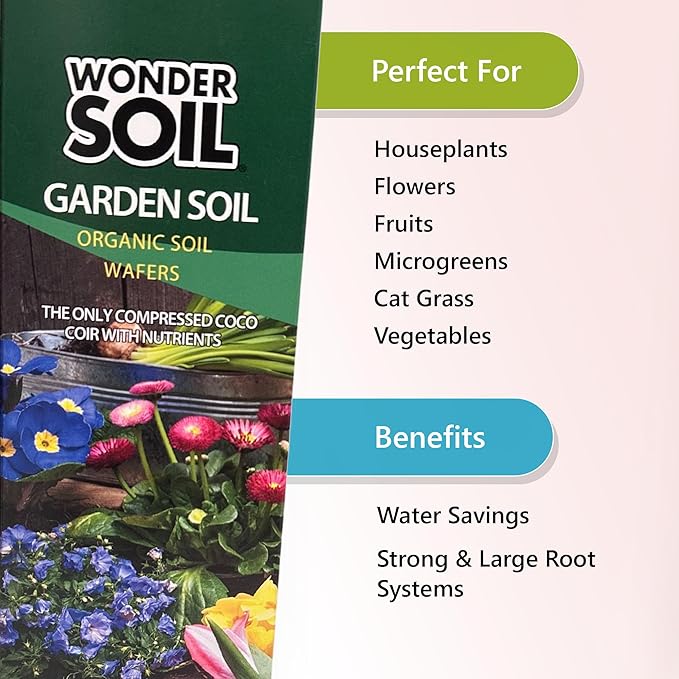 Wonder Soil | 18 Wafers | 1 Wafer Fills an 8 Pot | Ready to Plant Organic Potting Soil Loaded with Nutrients | 18 Wafers Expand to 9 Quarts of Indoor Outdoor Soil | Incl Worm Castings Perlite