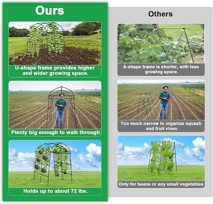 Garden Arch Trellis for Climbing Plants Outdoor 7ft Extra Tall Metal Walkway Trellis Cucumber Arch Trellis Archway Arbor Tunnel Large Trellis for Climbing Vines Vegetable Grape Garden Raise Bed