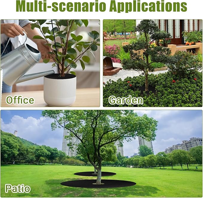 Qivine 12Pack Tree Mulch Ring 20.5 Non-Woven Tree Ring Mulch Mat Reusable Tree Weed Barrier Ring Mat Garden Weed Barrier Landscape Fabric for Weed Control Root Protection