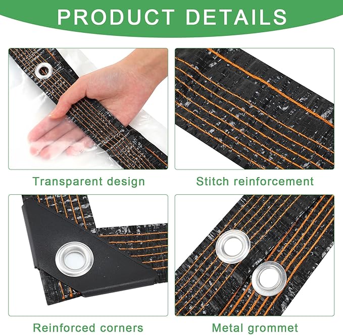 Windyun 2 Pack Heavy Duty Clear Tarps with Reinforced Edge Plastic Tarp Waterproof Plastic Cover Greenhouse Patio with Elastic Rope and Nylon Rope for Garden Furniture (13 x 16 ft)