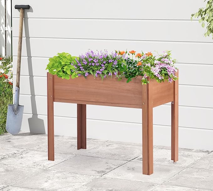 40x20x31 inch Raised Garden Bed with Legs Elevated Wooden Planter Box for Outdoor Plants Flowers Fruits Vegetable Herb Growing