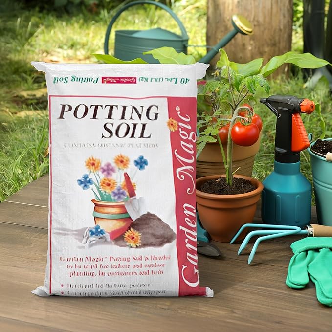 Michigan Peat 2 Pack Garden Magic General Purpose Moisture Retaining Potting Soil Mix for Indoor and Outdoor Planting 40 lb Bag
