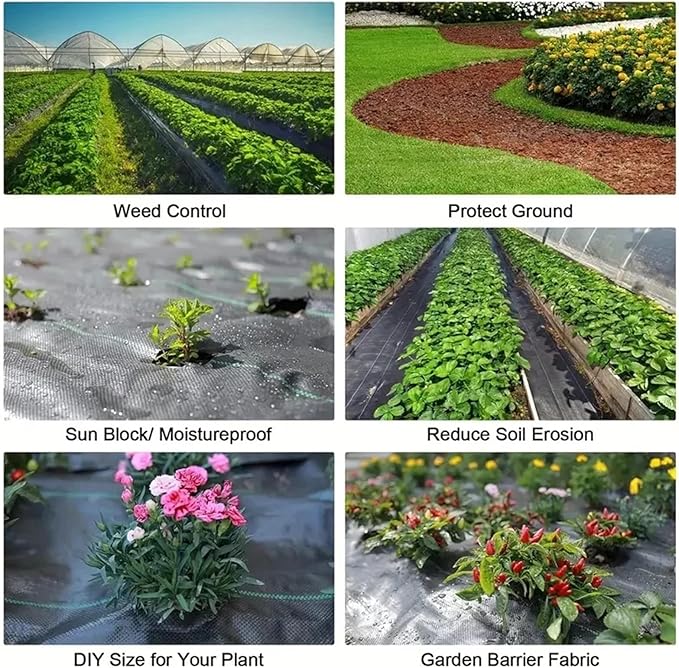 Weed Barrier Fabric Weed Barrier Fabric Heavy Duty Woven Control Non-Slip Block Polyethylene Ground(200X1500CCM)