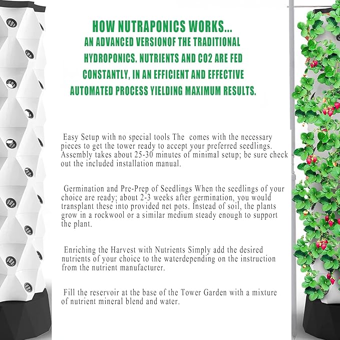 Hydroponics Growing System Vertical Hydroponic Indoor Growing Sys Hydroponic Tower Grow Sys Kit Multi-Layer Grow Tower for Grow Fruits Vegetables