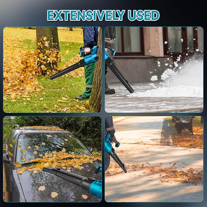 Cordless Leaf Blower Compatible with Makita 18v Battery Brushless Motor 130mph Wind Speed 480cfm Air Volume 3 Speed Adjustment with Dual Nozzles for Yard Snow Dust Leaves Cleaning