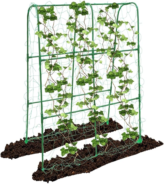 Compact U-Shaped Plant Trellis for Peas Beans &amp Light Climbing Plants - Rust-Resistant Foldable Design Lightweight Steel Ideal for Raised Beds &amp Patio Gardens(31 W x 47 H)