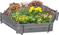 Wooden Raised Garden Bed Hexagon Screwless Planters for Outdoor Plants Vegetables Flowers Herbs 39 x 36 x 6 Gray