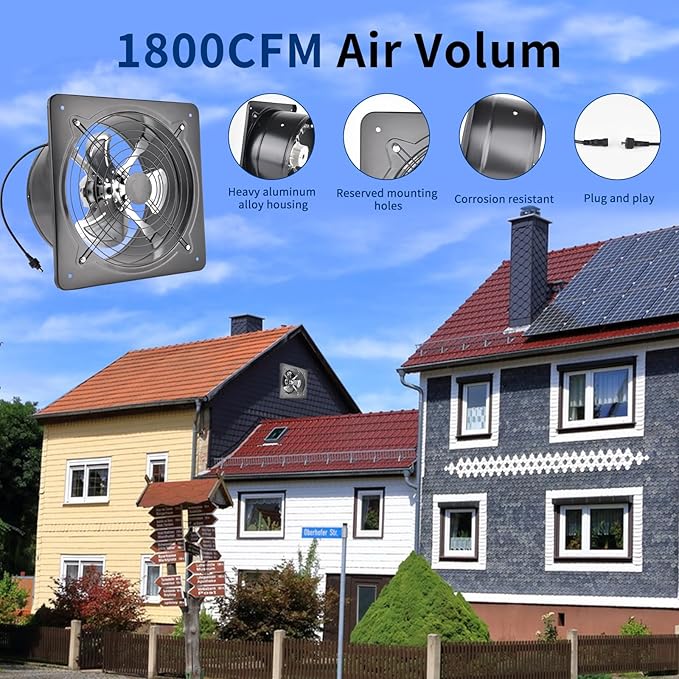 40W Solar Attic Fan Kit 40W Solar Panel + a 25W DC Fan Plug and Play for Attic Roof Vent Green House or Chicken Coop