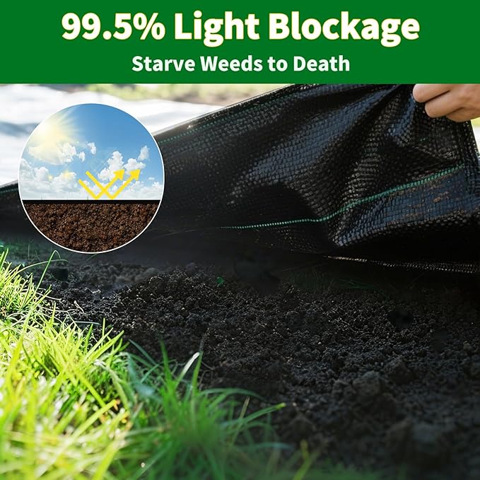 500 Pack Galvanized Landscape Staples 6 Inch 11 Gauge + 3ft x 50ft Weed Barrier Landscape Fabric