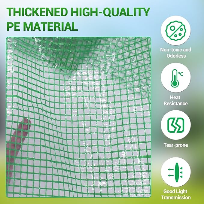 Walk-in Greenhouse 56 x 56 x 77 Inch Outdoor Plant Green House with 3 Tiers 8 Shelves Heavy Duty Steel Frame &amp Thicken PE Cover Portable Greenhouses for Balcony Patio Deck Gardening Green