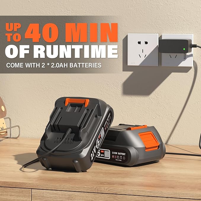 SOYUS Leaf Blower 20V Leaf Blower Cordless with 2x2.0Ah Battery and Charger 150 MPH Electric Leaf Blowers with Two-Speed Mode Blowers for Lawn Care Debris Dust Cleaning(Orange)