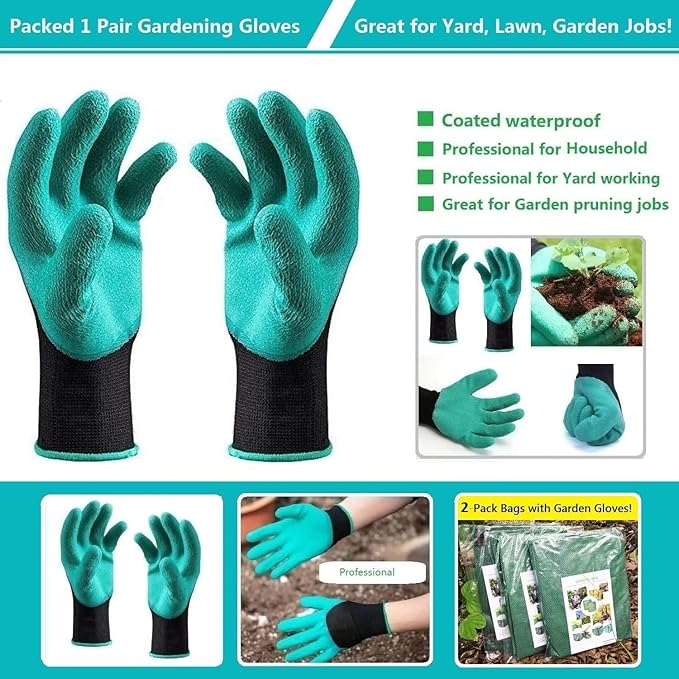 Professional 3-Pack 63 Gallon Lawn Garden Bags Large (D31H19 inch) Yard Waste Bags W/Gardening GlovesStandableReusable Leaf BagLawn Debris BinGarden Trash ContainerPlant Trimmings Bag 4 Handles