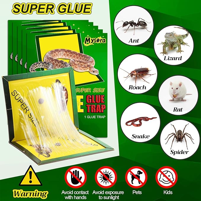 12 Pack Large Snake Glue Traps 13 x 20 Snake Rat Sticky Pad with Enhanced Stickiness Sticky Glue Trap for Snakes Mice House Indoor Outdoor