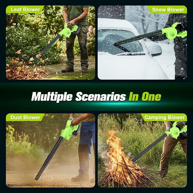 Brushless Electric Cordless Leaf Blower with Battery and Charger 3 Speed Mode Lightweight Cordless Blower for Blowing Leaves Patio Cleaning Blowers for Lawn Care and Dust