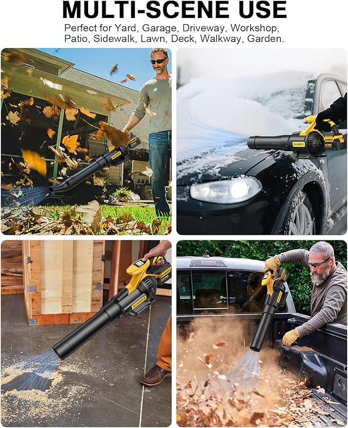 Leaf Blower Cordless 650CFM &amp 3 Speed LevelsElectric Cordless Leaf Blower with LCD DisplayBlowers for Lawn Care with 2 * 4.0Ah Battery PoweredBlowers for Lawn CareYard Blowing Leaves Dust