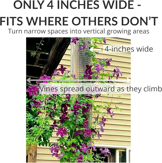 Deck Post Trellis for Posts and Columns 108 in x 4 in Narrow Climbing Plant Support HDPE Mesh Vine Trellis for Clematis and Vines Scroll Trellis 2-Pack