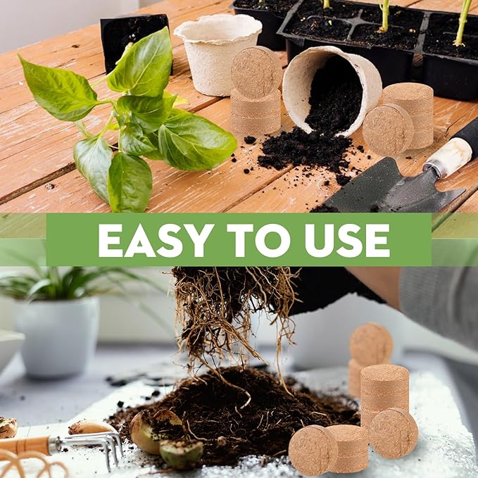 Sasylvia 500 Pcs (30mm) Compressed Coconut Coir Fiber Potting Soil Expanding Organic Coconut Coir Pellet Fiber Soil for Potted Plants Succulents Agricultural Cultivation Home Planting