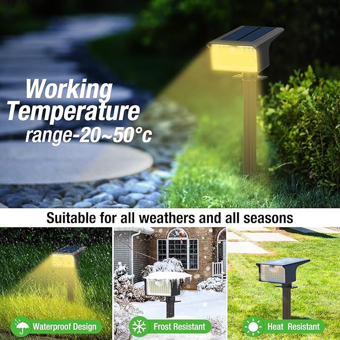 [3 Pack &amp 62LED]Solar Spot Lights Outdoor Motion Sensor 3 Modes Motion Sensor Outdoor Lights 2-in-1 Solar Landscape Spotlights LED Solar lights for Outside Yard Garden Wall Pathway WalkwayWarm W
