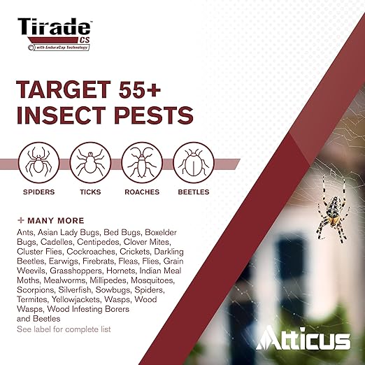 Atticus Tirade CS Insecticide (16 oz) Time-Released Indoor &amp Outdoor Pest Control for Ants Flies Fleas Mosquitoes and More – 6% Cyfluthrin Liquid Concentrate