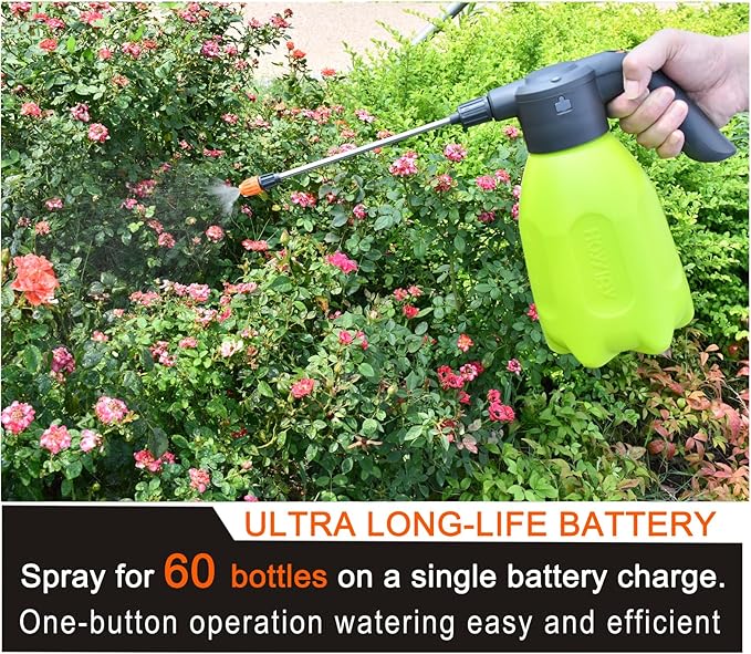 ES2 Electric Spray Bottle 0.5 GallonPlant MisterGarden SprayerSpray Bottle with Adjustable NozzlesRechargeable Battery Powered SprayerSmall SprayerPump SprayerAutomatic Watering Can for Garden