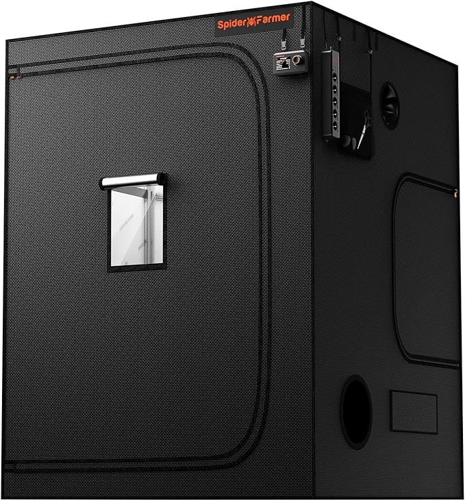Spider Farmer 5x5 Grow Tent 2025 New 60x60x801680D Thicken Mylar Canvas with Hook for Controller and Power Strip Enlarged View Window for Indoor Hydroponic Growing for SF7000 SE7000 G7000