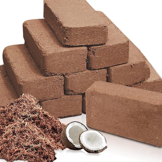 Premium Organic Coconut Coir Bricks - 12 Pack Coco Coir Bricks for Planting Gardening and Potting Soil Substrate. Low EC &amp pH Balanced 100% Organic Peat Moss Mix with Fiber from Coconut Husks