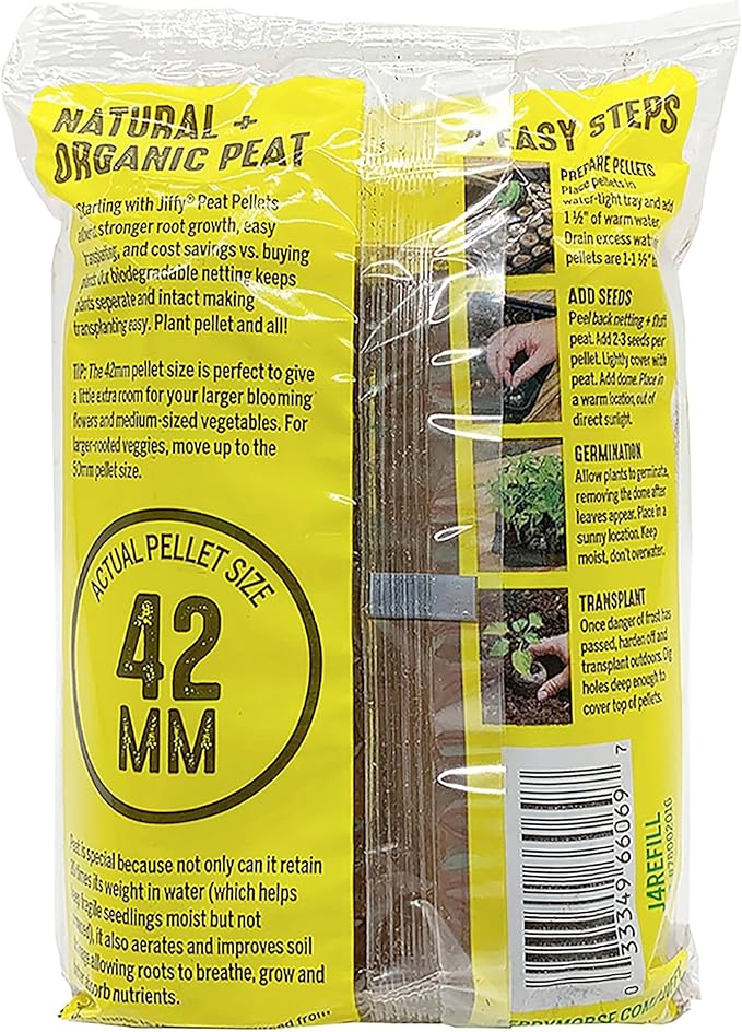 Jiffy Plant Starter Pellets - Compact Organic Seedling Peat Pellets Refill - 42mm 5 Pack Peat Soil