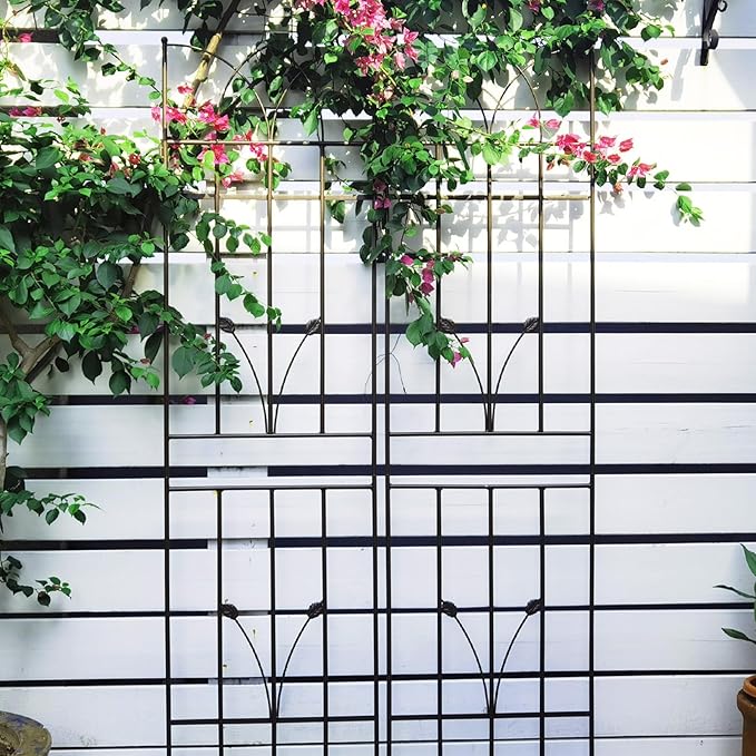 Garden Trellis for Climbing Plants 2 Packs Outdoor Trellis 5.9ft Rustproof Plant Support for Vines Vegetables Flowers Metal Planter Trellis Brown