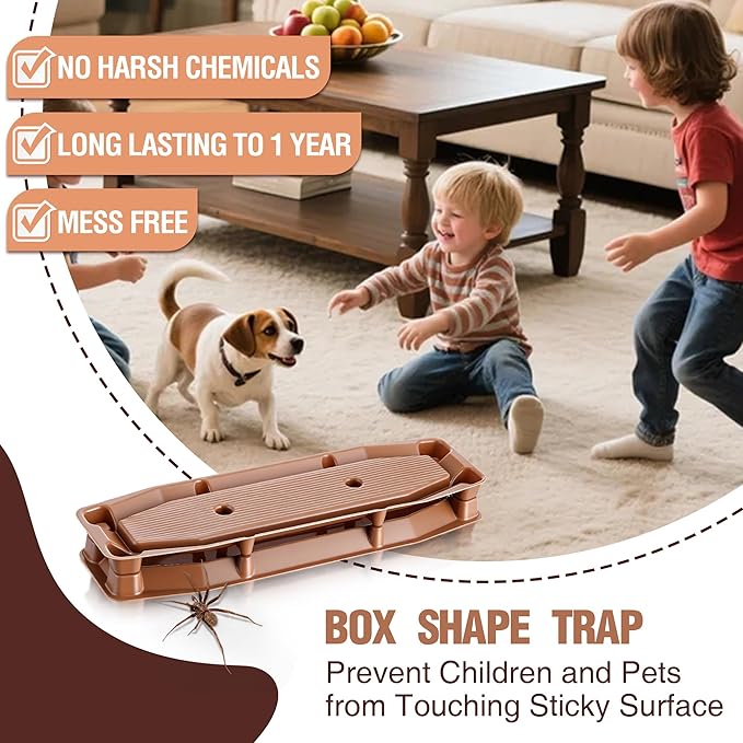 Spider Traps Indoor 12 Pack Extra Sticky Brown Recluse Traps Spiders Killer for Black Widows Sac Wolf and Other Crawling Bugs Inside Your Home