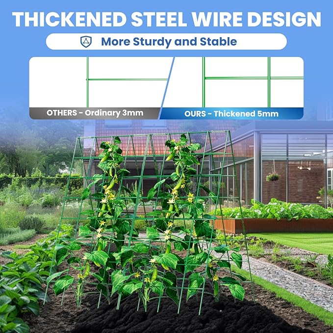 Cucumber Trellis Garden Trellis for Vegetables34 W X 48 A-Frame Garden Trellis for Climbing Plant OutdoorsMetal Raised Garden Bed with Trellis Plant Support Clips for Vegetable Flower
