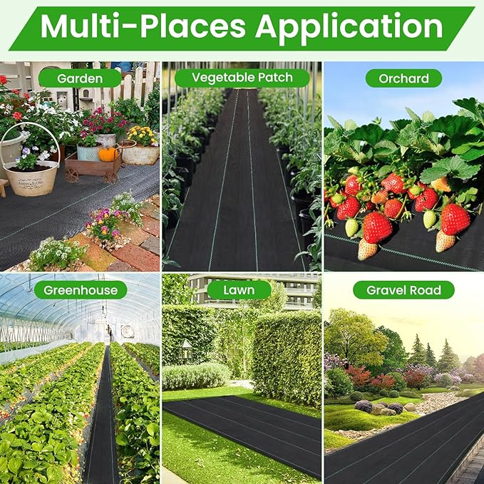 Weed Barrier Fabric 3x300ft Landscape Fabric 3.2oz Heavy Duty Durable Woven Geotextile Fabric High Permeability Ground Cover Mat Driveway Fabric Garden Weed Control Cloth with 20 U-Securing Pegs