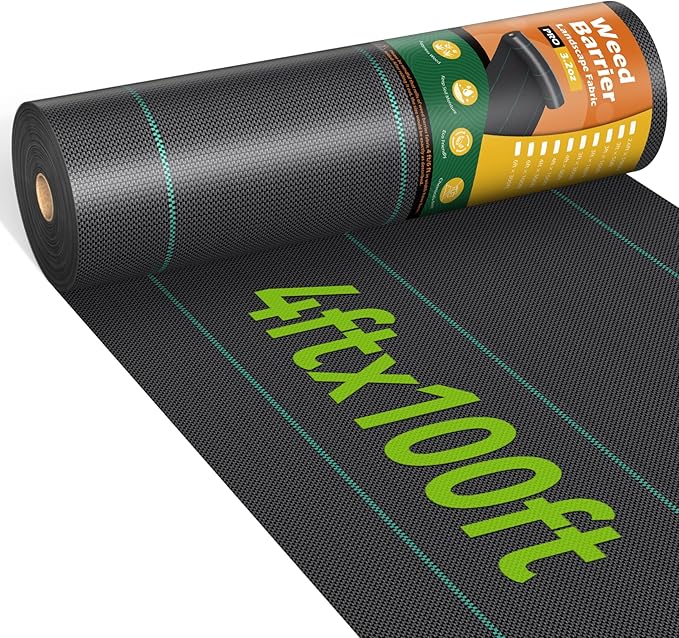 4ftx100ft Weed Barrier Landscape 3.2oz Fabric Heavy Duty Woven Weed Control Cloth Woven Geotextile Fabric for Underlayment Gardening Ground Commercial Driveway Weed Block Cover Mat