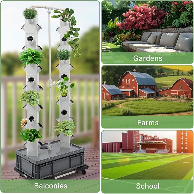 56 Pods Indoor Garden Hydroponics Growing System Vertical Garden with Water Pump Plant Germination Kit Aeroponic Veggie Flower Fruit Growth Pump System for Home