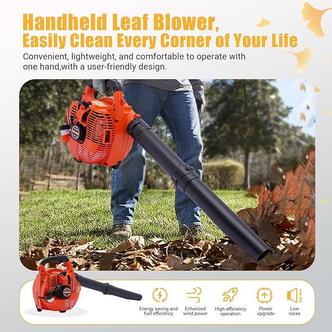Gas Leaf Blower 2-Stroke 25.4CC4.59FT³/H Handheld Gas Blower for Lawn Care7000rpm Powerful Clearing Performance Leaf Blower for Road MaintenanceSanitation Cleaningetc.