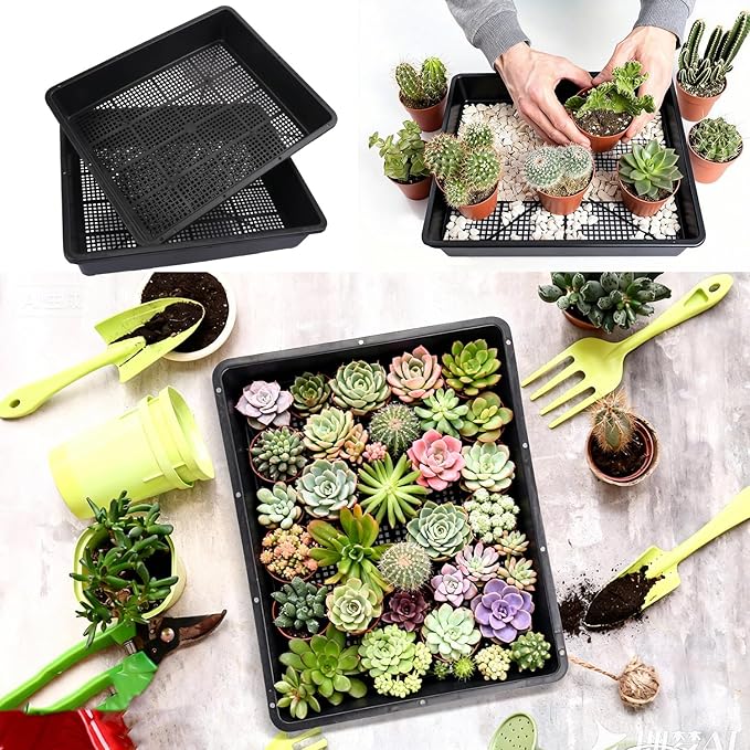 16 Pack Seed Starter Trays 15 x 12 inches Microgreens Growing Trays with Mesh Bottom for Germination Hydroponic &amp Sprouting Plant Trays for Garden Wheatgrass