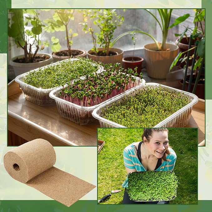 10 x 236 Microgreens Growing Mat Jute Fiber Grow Mats Extra Long Hydroponic Grow Pads for Wheatgrass Sprouts Hydroponics Seed Starter Trays Organic