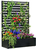 Rectangle Metal Planter Box with Trellis 72x18x47 in-Large Garden Planter BoxIndoor and Outdoor Galvanized Steel Raised Bed for Porch Garden Patio Yard